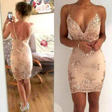 Summer Women Dress Spaghetti Strap V Neck Sequined Lace Bodycon Dresses Sleeveless Party Evening Vestidos Femme Short Mini Dress