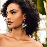 Sun & Moon Asymmetric Long Dangle Earrings