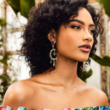 Sun & Moon Asymmetric Long Dangle Earrings