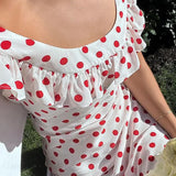 Sweet Ruffle Vacation Polka Dot Maxi Dress