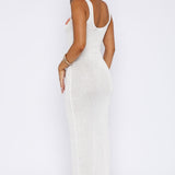 Butterfly Blossom Sequin Knit Maxi Dress White