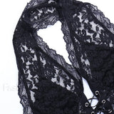 Tie Front Lace Halter Tank Top