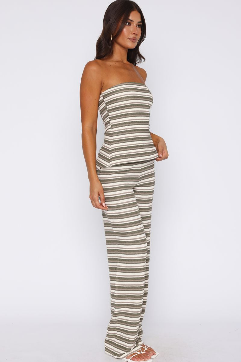 Take Care Of Me Pants Khaki Stripe