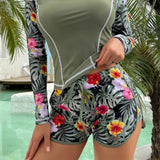 Tropical Print Rashguard Two Piece Set