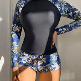 Tropical Print Rashguard Two Piece Set
