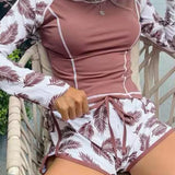 Tropical Print Rashguard Two Piece Set