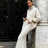 Turtleneck Knit Sweater Maxi Dress Two Piece Set