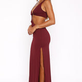 It Feels Wrong Maxi Dress Burgundy