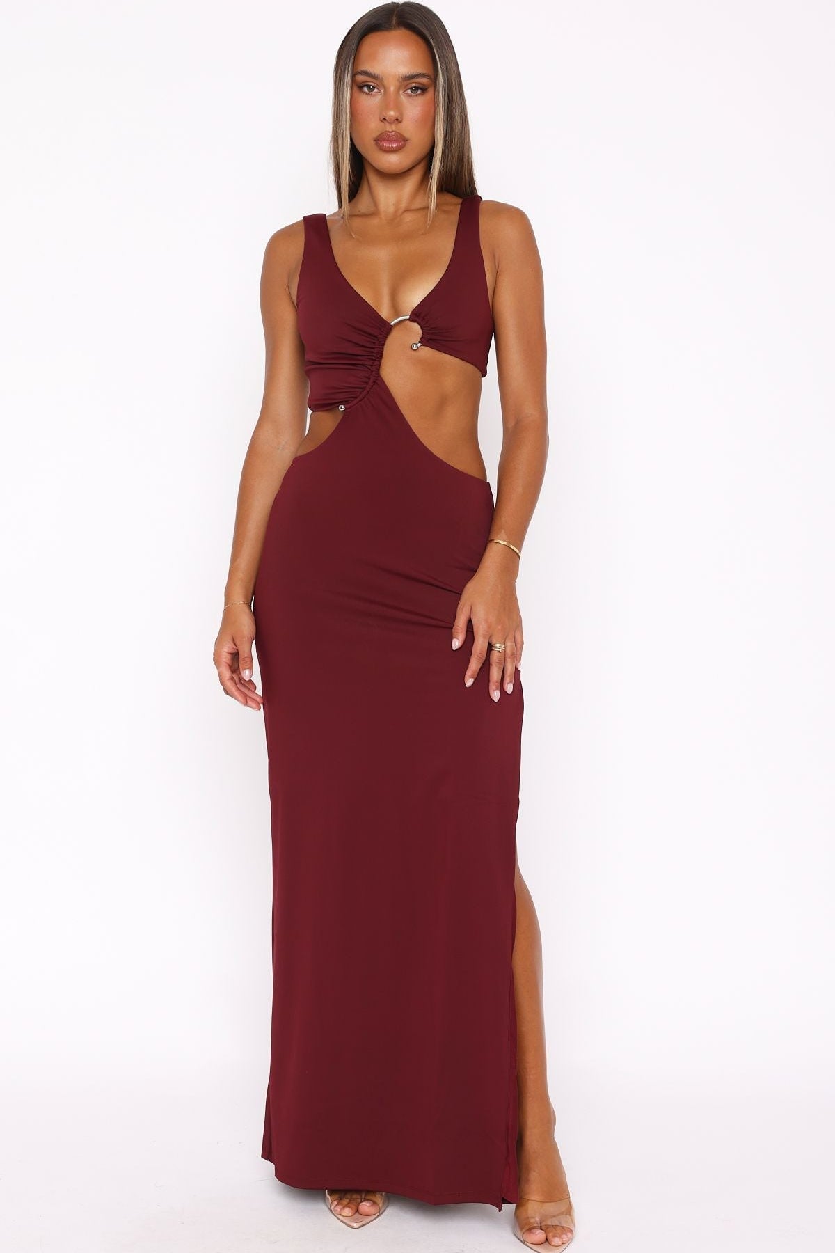 It Feels Wrong Maxi Dress Burgundy