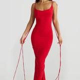 Jasira - Backless Rose Knot Maxi Dress