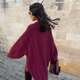Vintage Crewneck Cable Knit Loose Sweater