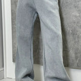 Vintage High Street Gray Loose Hoodie Jogger Two Piece Set