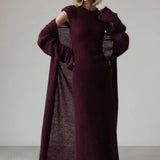 Vintage Knit Cardigan and Sleeveless Dress Two Piece Set