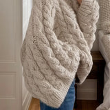 Vintage Stylish Crewneck Bell Sleeve Loose Sweater
