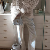 Vintage Stylish Crewneck Bell Sleeve Loose Sweater
