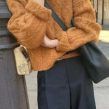 Vintage Thick Yarn Cable Loose Crew Neck Sweater