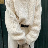 Vintage Thick Yarn Cable Loose Crew Neck Sweater