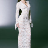 Virginia Sheer Lace Mermaid Maxi Dress