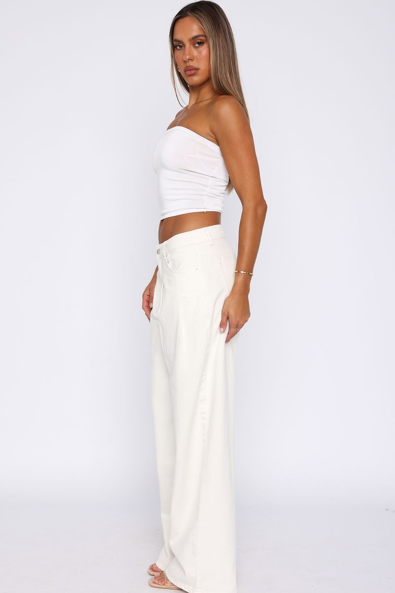 Iris Low Rise Wide Leg Jeans Off White