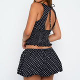 Runaway Heart Mini Skirt Black/White Polka Dot