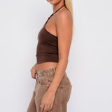 Better Perspective Knit Halter Top Bronze