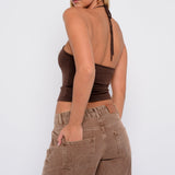 Better Perspective Knit Halter Top Bronze
