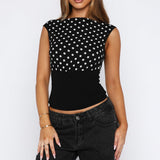 Cherry Charm Top Black Polka Dot