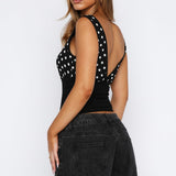 Cherry Charm Top Black Polka Dot