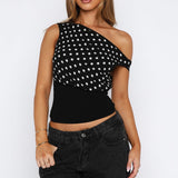 Cherry Charm Top Black Polka Dot