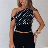 Cherry Charm Top Black Polka Dot