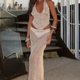 Dance With You Crochet Maxi Skirt Sand