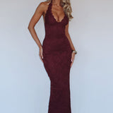 Destiny Lace Maxi Dress Burgundy