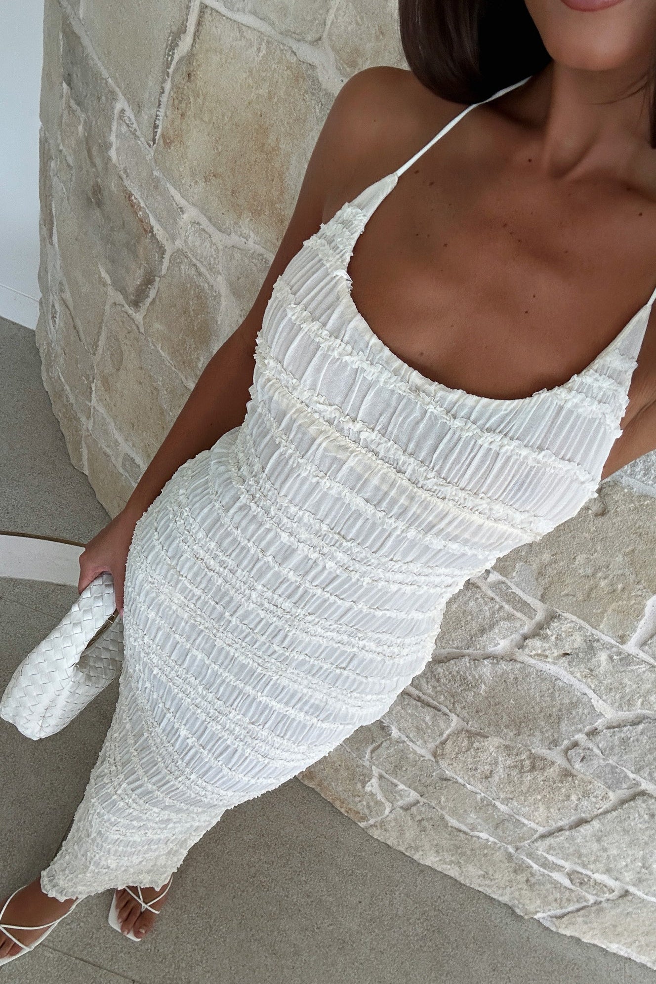 Never Say Goodbye Halter Maxi Dress Cream