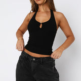 Not Over It Yet Halter Top Black