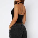 Not Over It Yet Halter Top Black