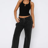 Not Over It Yet Halter Top Black