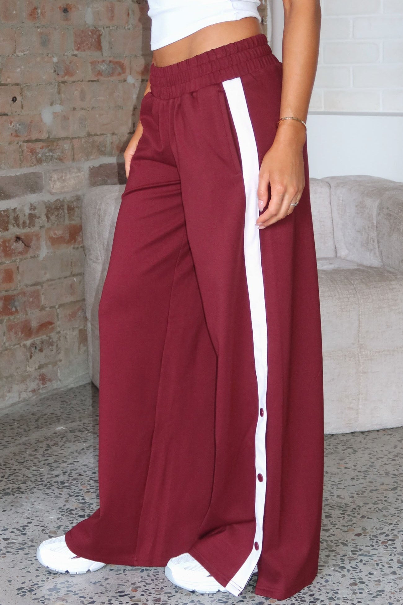 Our Bridges Burned Wide Leg Pants Burgundy