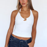 Not Over It Yet Halter Top White