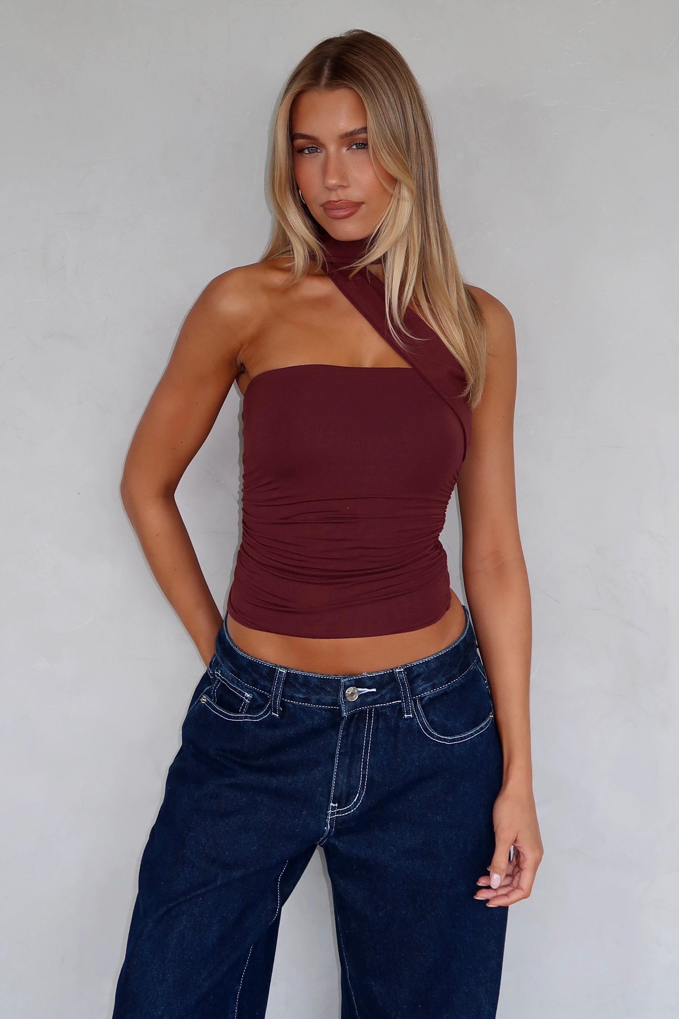 Status Updated Top Burgundy