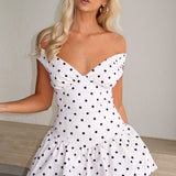 The Moment I Met You Mini Dress Cream/Black Polka Dot