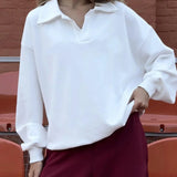White Loose Top Elastic Red Pants Two Piece Set