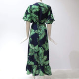 Women Boho Floral Ruffled Midi Dress Fashion Ladies Summer Beach Holiday Party Spilt Dress Sundress