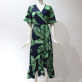 Women Boho Floral Ruffled Midi Dress Fashion Ladies Summer Beach Holiday Party Spilt Dress Sundress