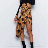 Women High Waist Leopard Print Split Midi Sundress