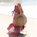 Women Ladies Casual Boho Tribal Floral Skirt Female Summer Beachwear Party Casual Long Maxi Skirt Sundress