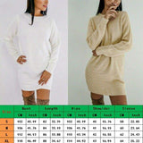 Women Long Sleeve Knitted Sweater Mini Dress Fashion Autumn Winter Lady Backless Party Club Casual Jumper Dress