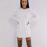 Women Long Sleeve Knitted Sweater Mini Dress Fashion Autumn Winter Lady Backless Party Club Casual Jumper Dress