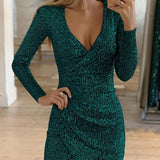 Women long sleeve sequin dress