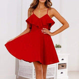 Women's Boho Floral Chiffon Sleeveless Ladies Backless Summer Party Evening Beach Short Mini Dress Sundress