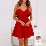 Women's Boho Floral Chiffon Sleeveless Ladies Backless Summer Party Evening Beach Short Mini Dress Sundress